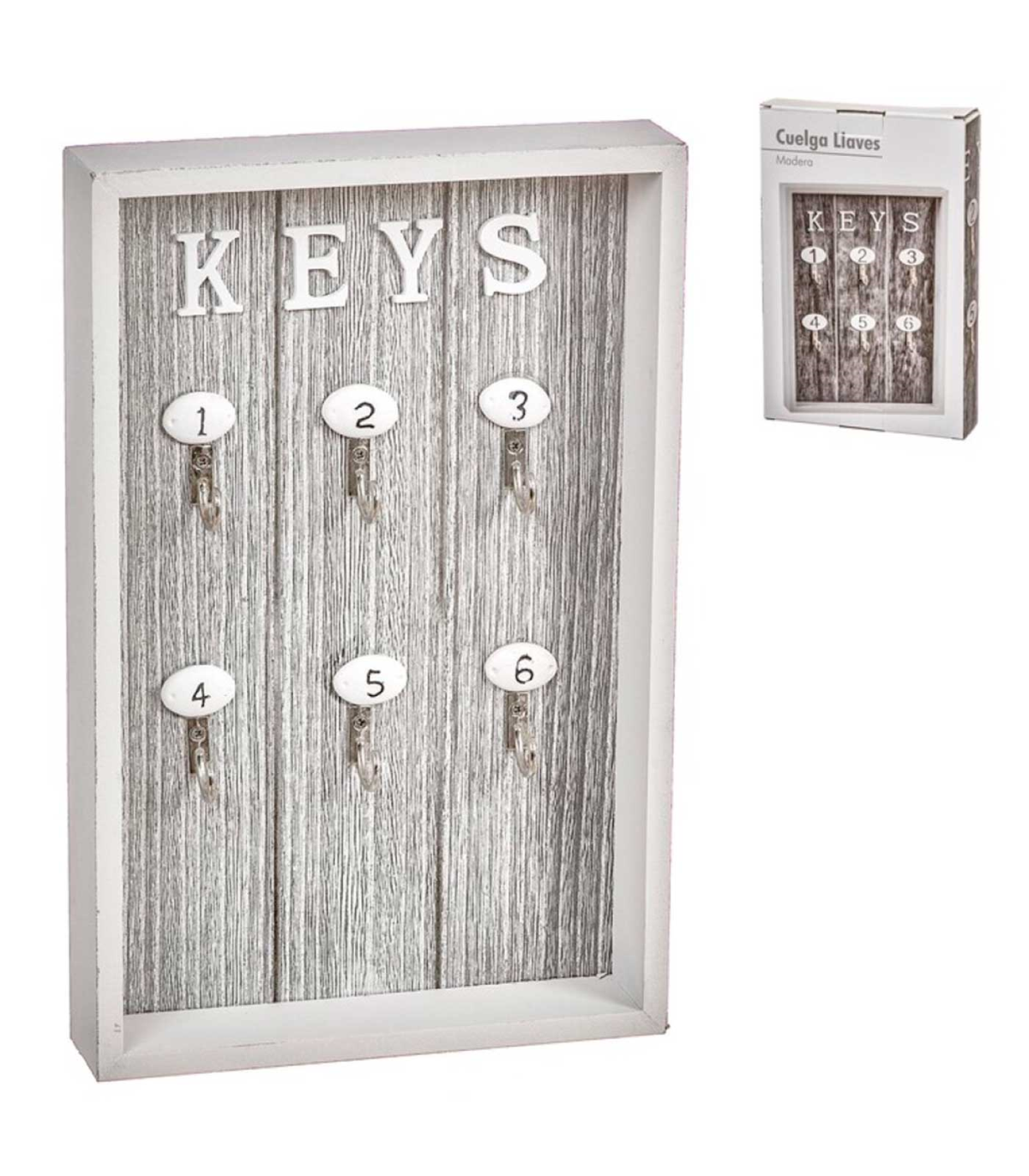 Tradineur - Colgador de llaves de madera con 6 ganchos, cuelga llaves de  pared, soporte, organizador de llaveros, entrada, salón