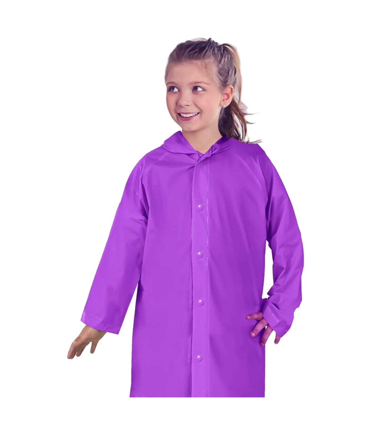 Tradineur - Chubasquero con capucha para niñas - Fabricado 100% poliéster -  Costura termoselladas - Talla para niños de 8 a 10 a