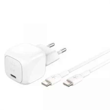 Cargador Belkin 30W USB PD Blanco – Potencia y Elegancia Cargador Belkin 30W USB PD Blanco – Potencia y Elegancia