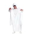 Tradineur - Túnica con capucha, disfraz de fantasma, monje, fraile medieval, fibra sintética, carnaval, halloween, cosplay, adulto (Blanco, talla única)