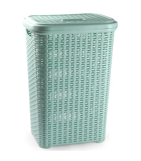 Tradineur - Cesta organizadora rectangular Rattan de polipropileno, caja  con asas, almacenamiento de ropa, productos de limpie
