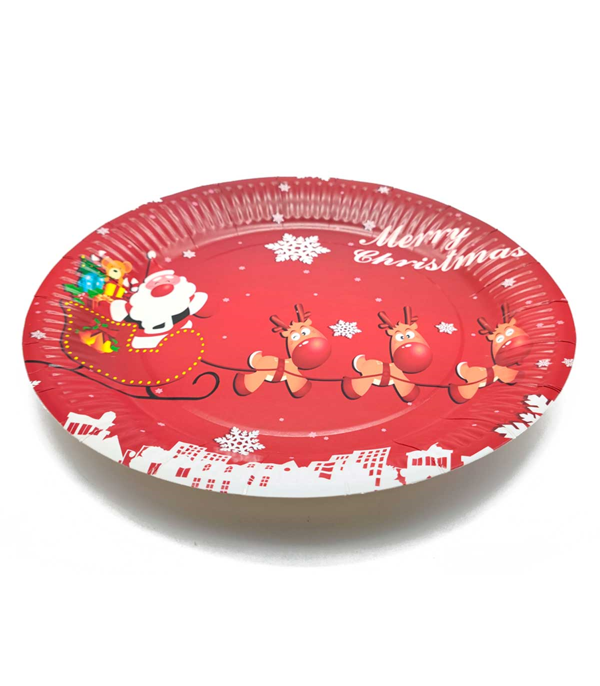 Tradineur - Pack de platos de cartón con decoración navideña - 6 Unidades -  Ideal para decorar la mesa en noche vieja - Ø 23 x 2