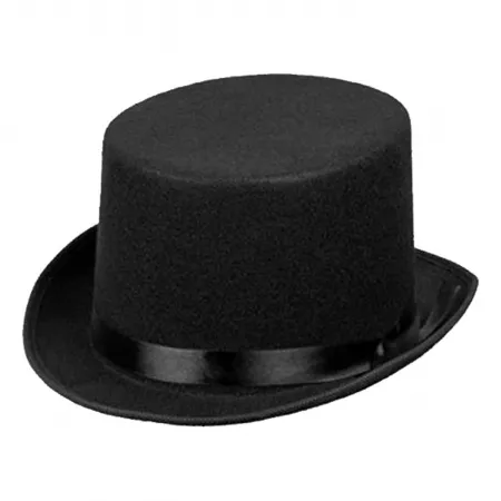 Sombrero Chistera Negro de Fieltro Clásico para Carnavales Sombrero Chistera Negro de Fieltro Clásico para Carnavales