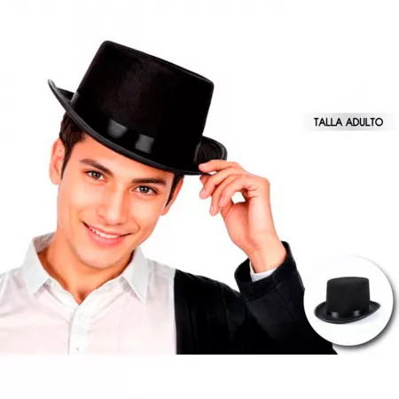 Sombrero Chistera Negro de Fieltro Clásico para Carnavales