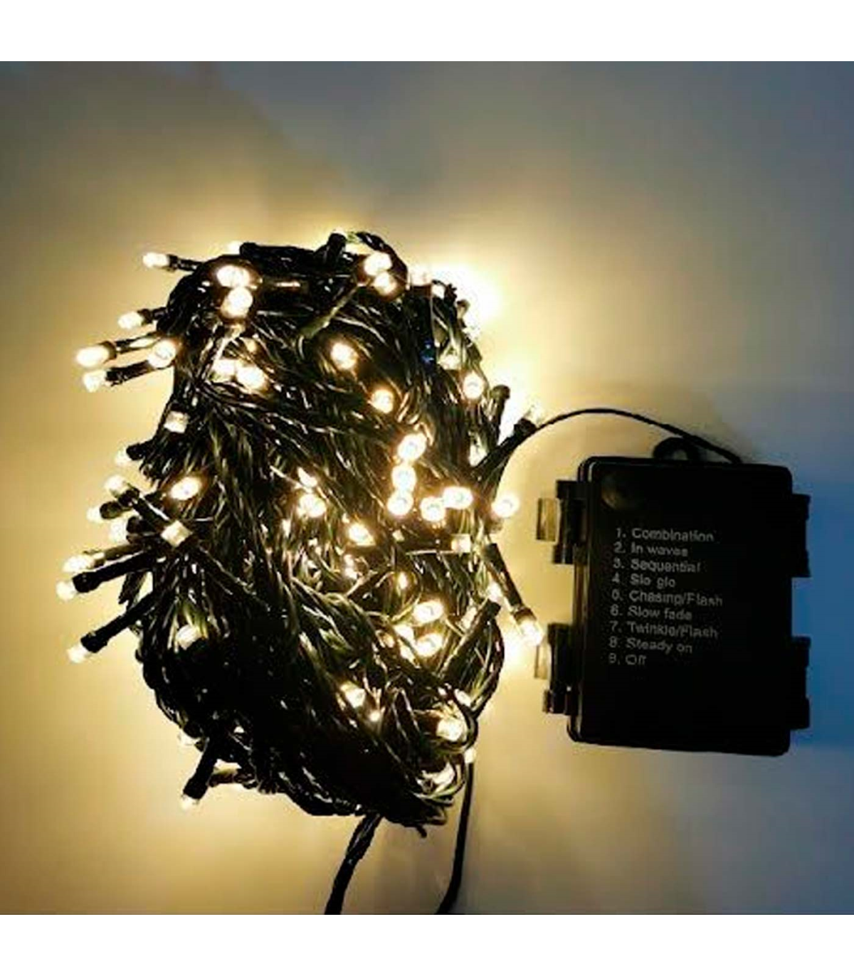 Tradineur - Tira de 100 luces LEDs para decoración a pilas (no incluidas) -  Apto para interior y exterior - Función de luz foja