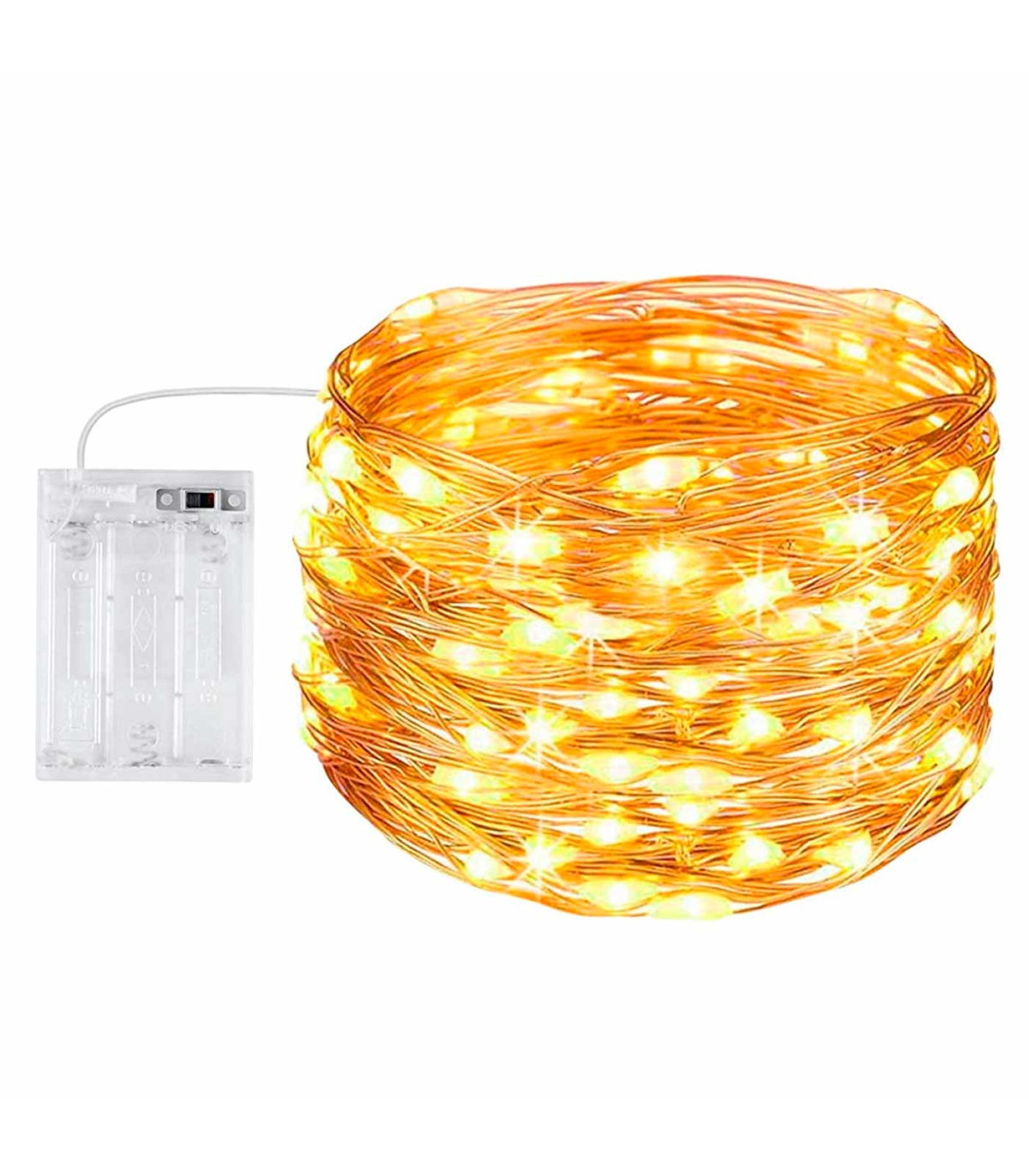 Tradineur - Alambre de 100 luces LEDs a pilas (no incluidas) - Apto para  interior y exterior - Función de luz foja e intermitent
