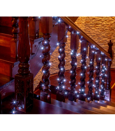Tradineur - Alambre de 200 luces decorativas LEDs a pilas - Acto para  interior y exterior - Función de luz foja e intermitente 