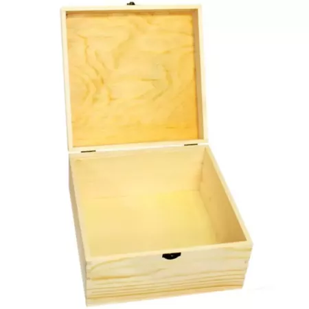 Caja de madera cuadrada con cierre metálico 8 x 15,3 x 15,3 cm, cajita, cofre con tapa para decorar y guardar objetos de valor,