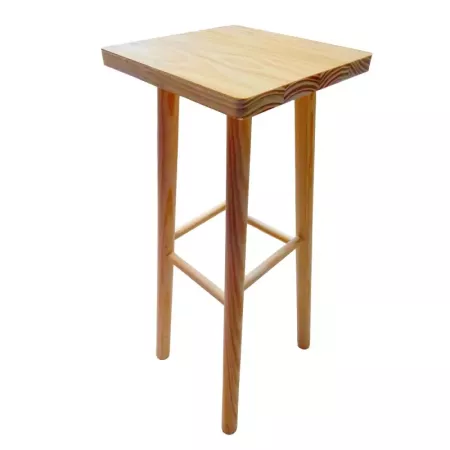 Tradineur - Taburete de madera cuadrado con patas redondeadas, 69.3 x 26.8 x 26.8 cm, banqueta de madera con reposapiés para bar