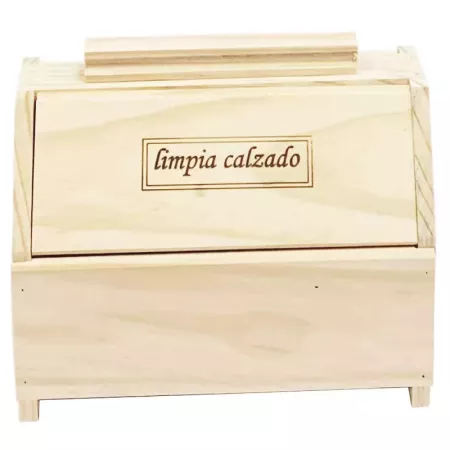 Caja de madera limpia calzado 20.7 x 24.5 x 14.9 cm, recipiente madera para utensilios de limpiar zapatos con asa y tapas a los