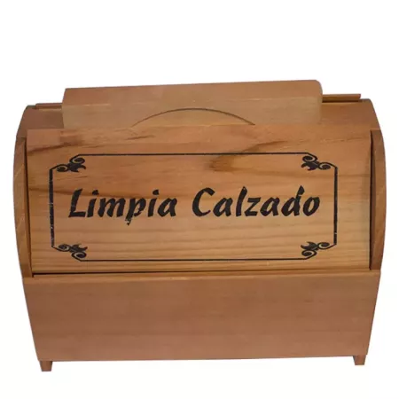 Caja de madera limpia calzado 20.7 x 24.5 x 14.9 cm, recipiente madera para utensilios de limpiar zapatos con asa y tapas a los