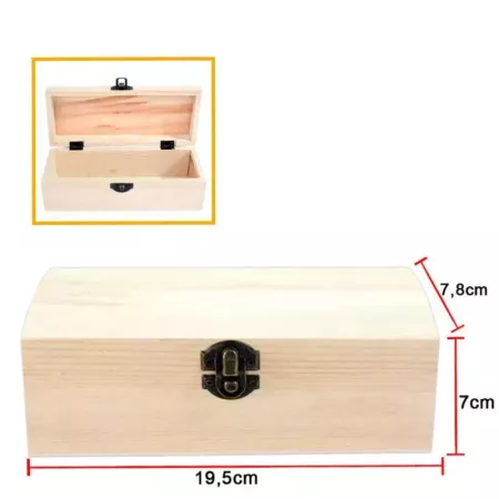 Caja de madera tipo baúl 19,5x8x7 cm para joyas y llaves Caja de madera tipo baúl 19,5x8x7 cm para joyas y llaves