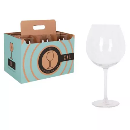 Set de 6 copas de vino 72 cl XXL. Pack, juego copas de cristal, borde fino, tallo largo para una degustación ideal en casa, rest
