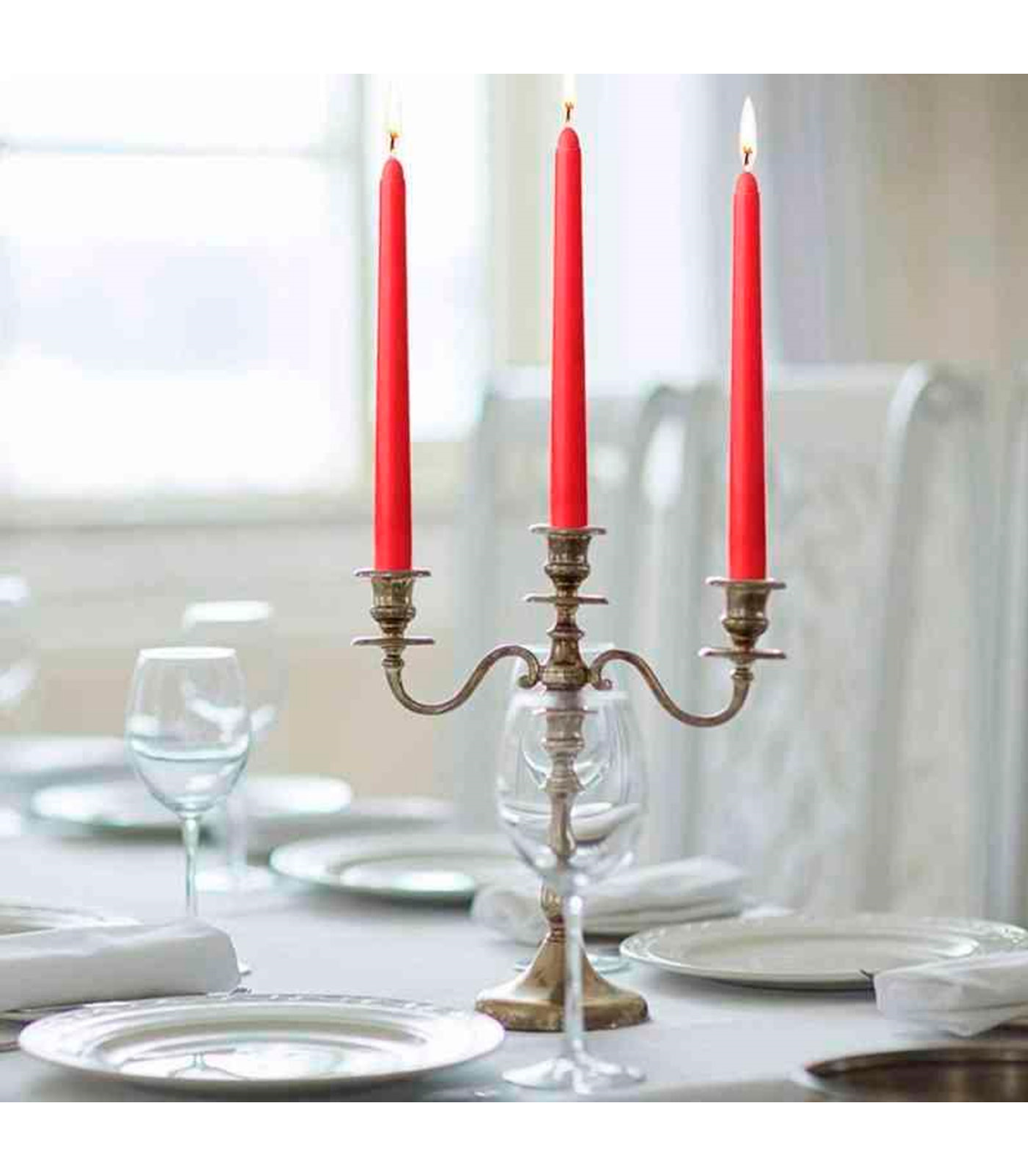 Tradineur - Set de 3 velas alargadas, cirios de mesa cónicos