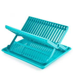 Tradineur - Escurreplatos de plástico rectangular con bandeja antigoteo,  escurridor, soporte, organizador vajilla, cocina, 45,5