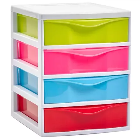 Tradineur - Cajonera guadiana de sobremesa, incluye 4 cajones, torre de almacenaje, armario, baño, oficina, fabricada en España