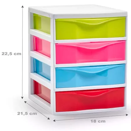 Tradineur - Cajonera guadiana de sobremesa, incluye 4 cajones, torre de almacenaje, armario, baño, oficina, fabricada en España