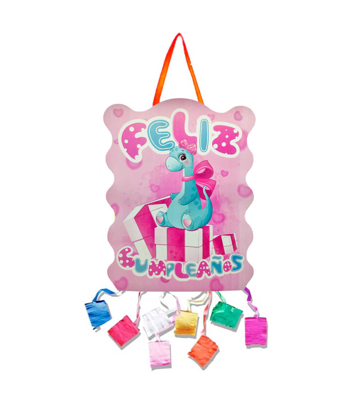 Piñata de dinosaurio rosa, feliz cumpleaños, cartón, rellenar con  golosinas, chuches, decoración infantil para fiest