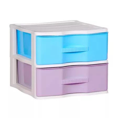 Cajonera wagon de plástico blanco 2 cajones multicolor 32,5 x 36,5 x 38 cm