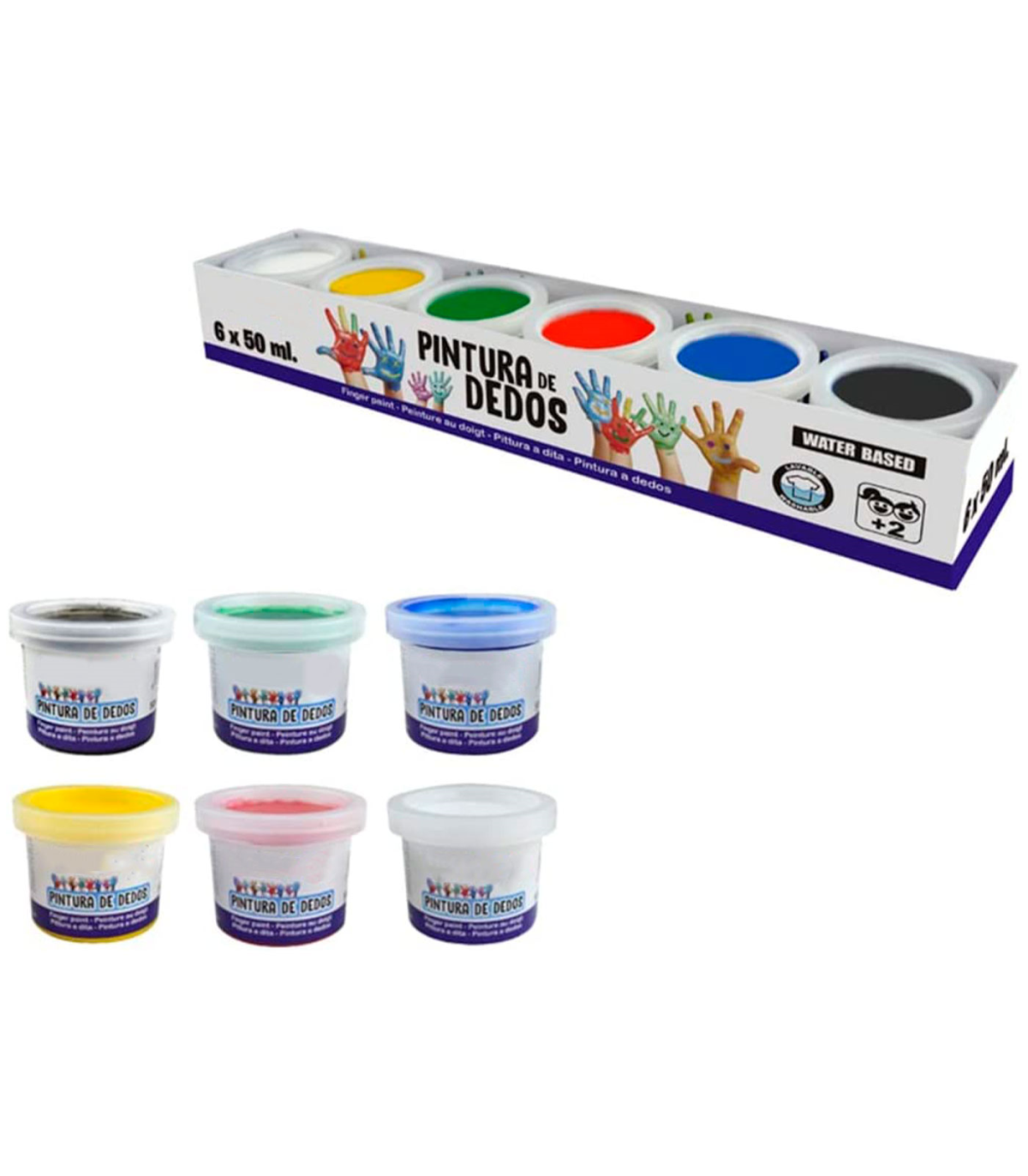 Tradineur - Pintura de dedos infantil, botes de pintura lavable para niños,  colores intensos, secado rápido, aplicación directa