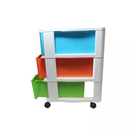 Cajonera blanca wagon 3 cajones con ruedas 51.5 x 36.5 x 38 cm.  Contenedor de plástico para folios especial para oficina u hoga