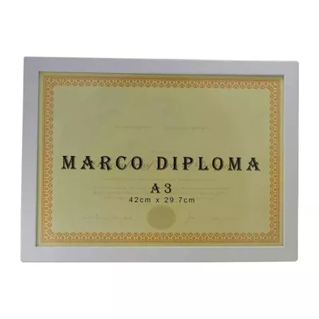 Marco de madera blanco para diploma A3 de 42 x 29,7 cm, marco para fotos, documentos, certificados, premios para colgar en la pa