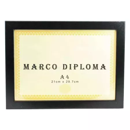 Marco de madera negro para diploma A4 de 21 x 29,7 cm, marco para fotos, documentos, certificados, premios para colgar en la par