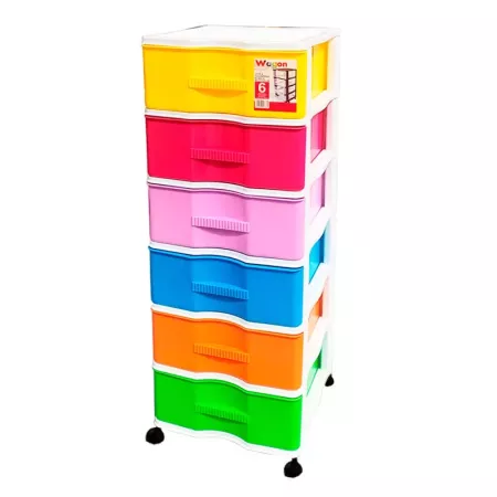 Cajonera wagon,color surtido, con 6 cajones, con ruedas, de 98.5 x 36.5 x 38 cm. Contenedor de plástico para folios especial par