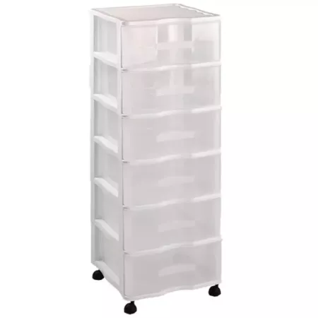 Cajonera wagon,color blanco, con 6 cajones, con ruedas, de 98.5 x 36.5 x 38 cm. Contenedor de plástico para folios especial para
