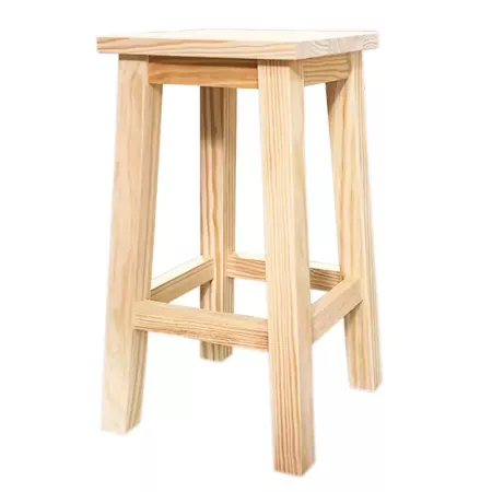 Reggo - Taburete de madera clásico, asiento cuadrado de 25,2 x 25,2 cm, banqueta con reposapiés, bar, cocina, 47 x 27 x 27 cm