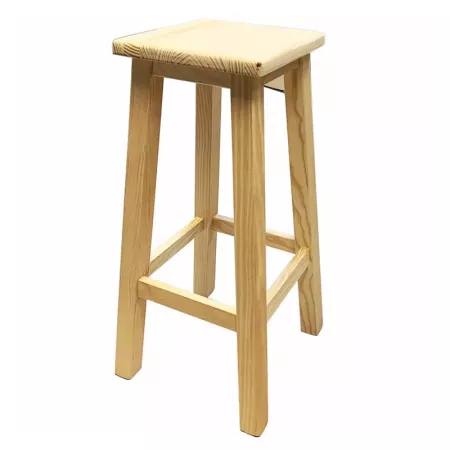 Reggo - Taburete alto, banqueta de barra de bar, cocina de madera de pino maciza cuadrado 80 x 26 x 26 cm