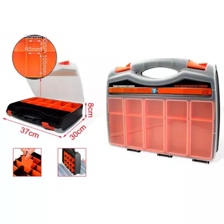 Caja Organizadora Plástico 37x30x8 cm con 2 Compartimentos