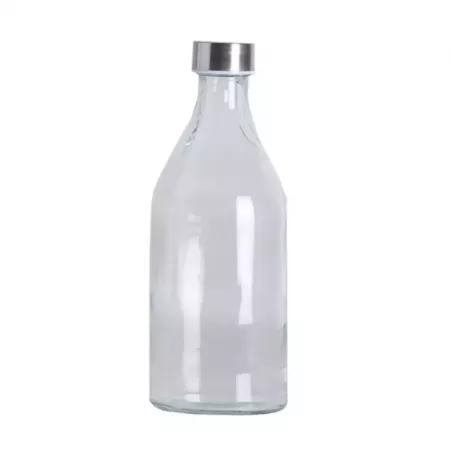 Botella de vidrio 1L reutilizable con tapón acero hermético Botella de vidrio 1L reutilizable con tapón acero hermético