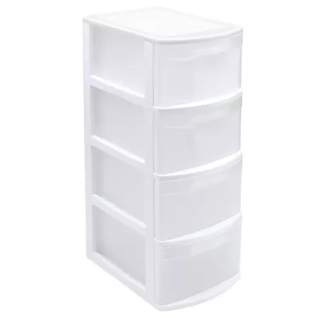 Tradineur - Cajonera color blanco, tipo támesis de 4 cajones, 78 x 28,5 x 39 cm, torre almacenaje multiusos, organización, ideal