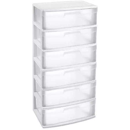 Tradineur - Cajonera de organización ?Nilo? - Ideal para el hogar o el trabajo - Fabricación en plástico - 6 Cajones Transparent