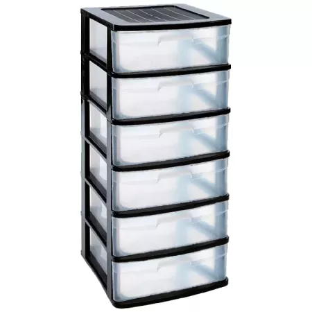 Tradineur - Cajonera de organización ?Nilo? - Ideal para el hogar o el trabajo - Fabricación en plástico - 6 Cajones translucido