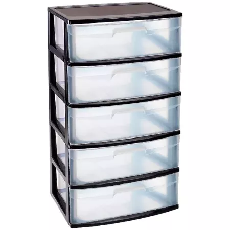 Tradineur - Cajonera de organización ?Nilo? - Ideal para el hogar o el trabajo - Fabricación en plástico - 5 Cajones translucido
