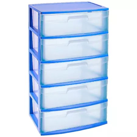 Tradineur - Cajonera de organización ?Nilo? - Ideal para el hogar o el trabajo - Fabricación en plástico - 5 Cajones Translucido