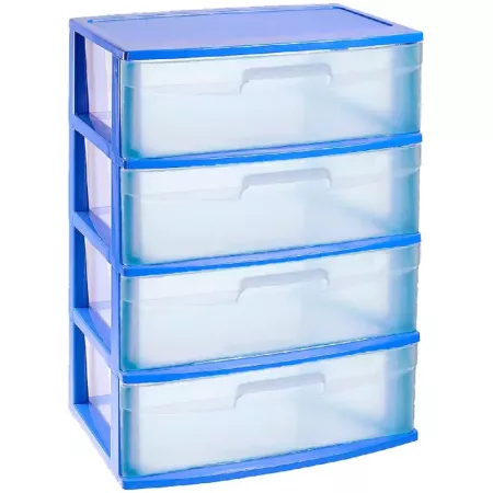Tradineur - Cajonera de organización ?Nilo? - Ideal para el hogar o el trabajo - Fabricación en plástico - 4 Cajones Translucido