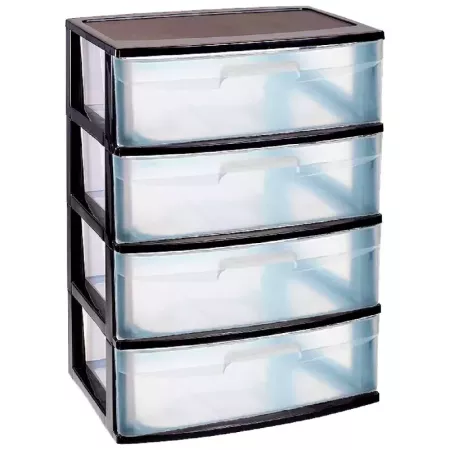 Tradineur - Cajonera de organización ?Nilo? - Ideal para el hogar o el trabajo - Fabricación en plástico - 4 Cajones Translucido