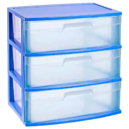 Tradineur - Cajonera de organización ?Nilo? - Ideal para el hogar o el trabajo - Fabricación en plástico - 3 Cajones translucido