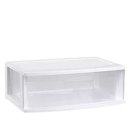 Tradineur - Cajonera nilo de 1 cajón en color blanco 21 x 56 x 39.5 cm, cajonera en tamaño doble folio, grande, transparente, mu