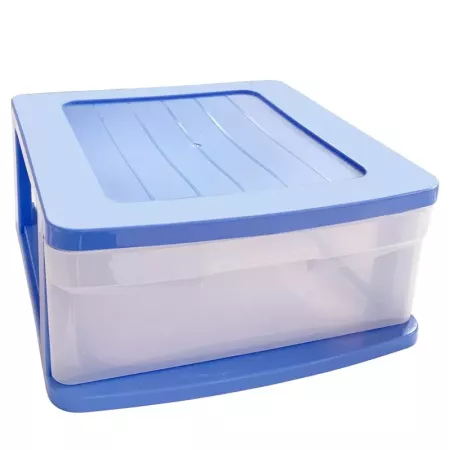 Tradineur - Cajonera sena 1 cajón, plástico azul, 17,5 x 39 x 40 cm, cajón de almacenaje transparente, organizador auxiliar mult