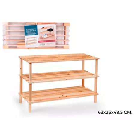 Zapatero 3 Niveles Madera Natural para 9 Pares - Fácil Montaje Zapatero 3 Niveles Madera Natural para 9 Pares - Fácil Montaje