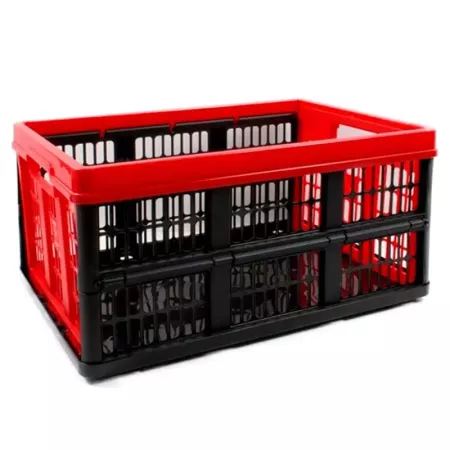 Caja plástico plegable de 23,6 x 47,5 x 35 cm "voila" de color roja de 32 litros. Recipiente de plástico plegable, para almacena
