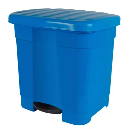 Tradineur - Cubo de basura azul con pedal 46 litros plástico 45,5 x 43,5 x 39 cm. Contenedor de basura, papelera con separador p