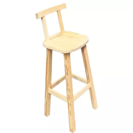Banqueta Alta de Madera con Respaldo y Apoyapiés 95 cm Banqueta Alta de Madera con Respaldo y Apoyapiés 95 cm