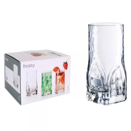 Juego de 6 vasos de 47 cl, frosty, set de 6 vasos de calidad, 16,7 x 6,5 cm