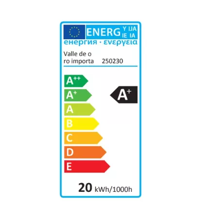 Bombilla led  E27 20w luz blanca fría 6000k economizadora de energía A+ 85% 155 mm