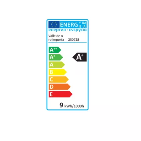 Bombilla led E27 9w luz blanca fría 6400k economizadora de energía A+ 85% 100 mm